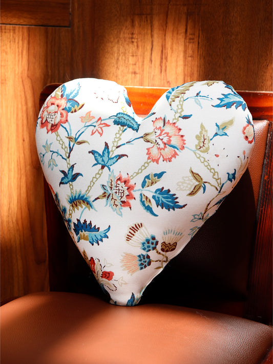 Prefilled Heart Shaped Cushion Cover | Floral Print Valentine's Day Gift | Multicolor - 12x12 Inch
