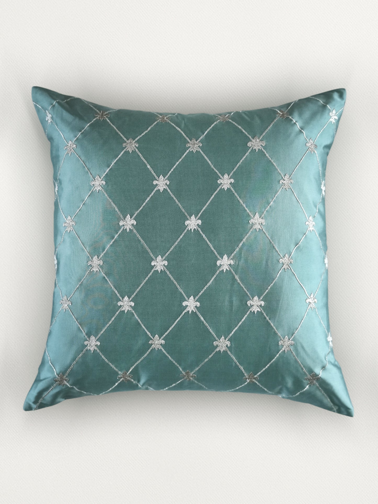 Zari Embroidered Cushion Cover 20 Inch x 20 Inch | Green