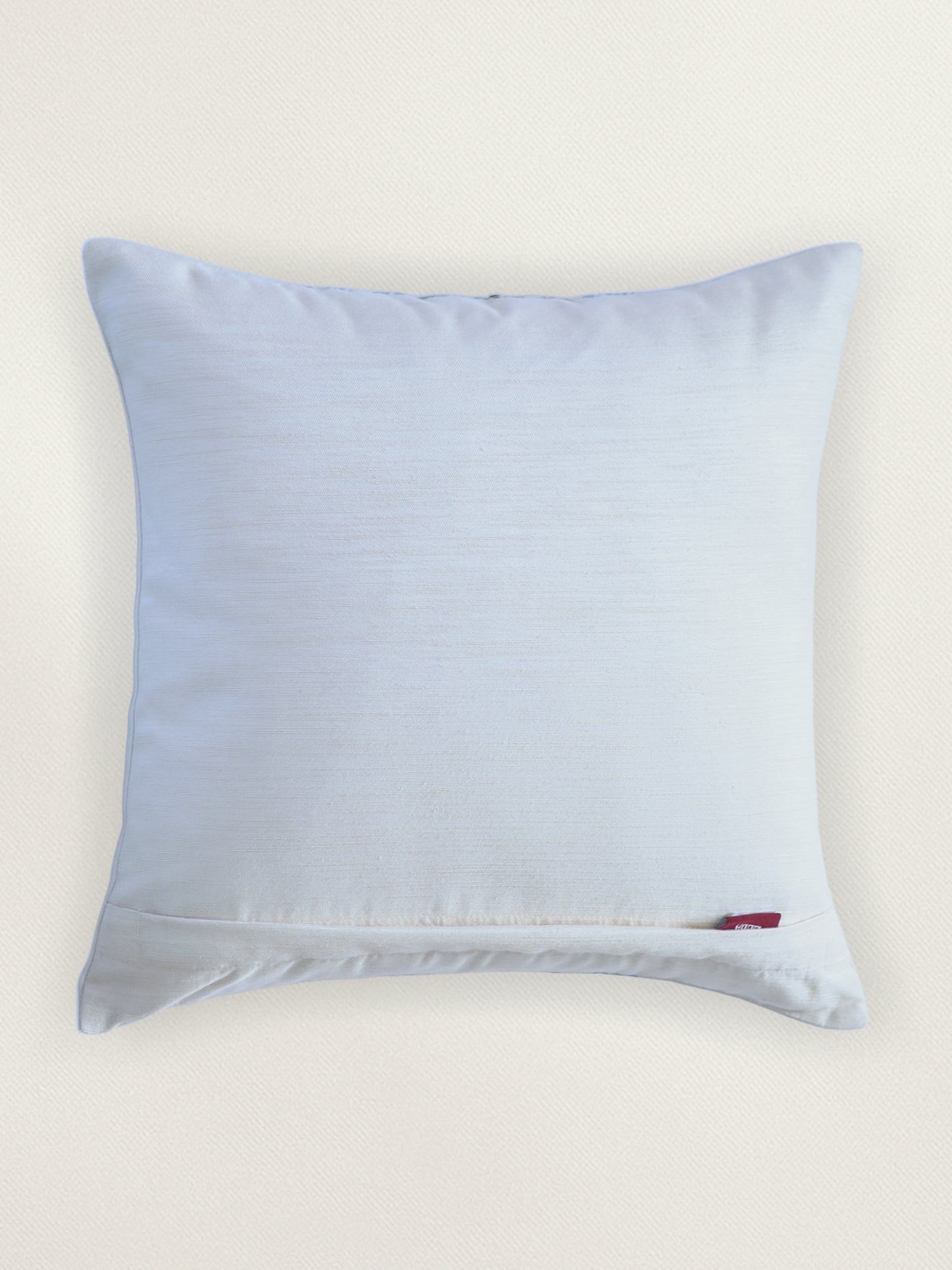 Polyester Blend Cushion Cover - Off White with Digital & Hand Work and Lace, 16x16 inches, Set of 1