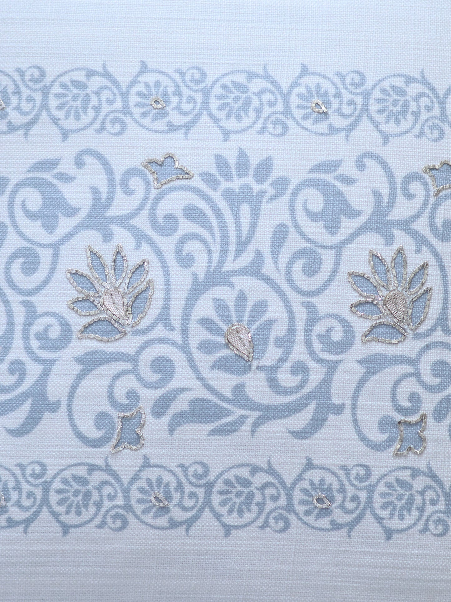 Polyester Blend Cushion Cover - Off White with Digital & Hand Work and Lace, 16x16 inches, Set of 1