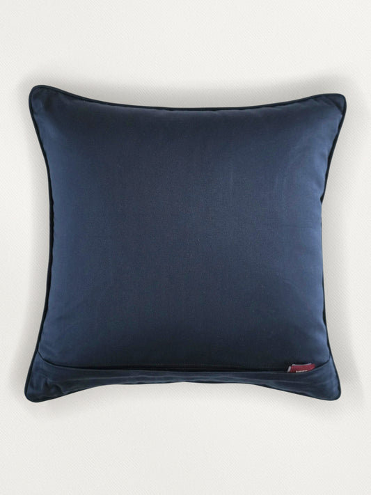 Embroidered Cushion Cover 16 Inch x 16 Inch | Blue | Linen