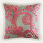 Pink Embroidered Cushion Cover 16 Inch x 16 Inch | Velvet