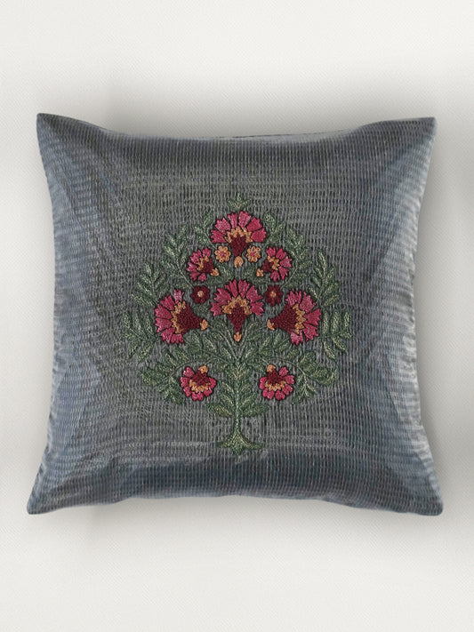 Zari Embroidered Cushion Cover 16 Inch x 16 Inch | Velvet