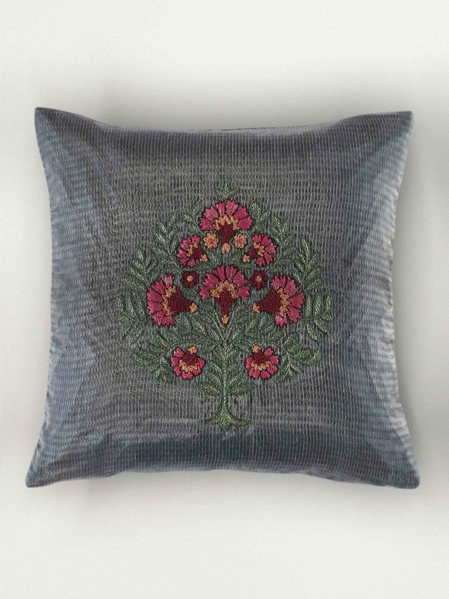 Zari Embroidered Cushion Cover 16 Inch x 16 Inch | Velvet