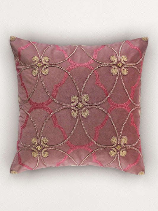 Aari Embroidered Cushion Cover 16 Inch x 16 Inch | Velvet | Maroon
