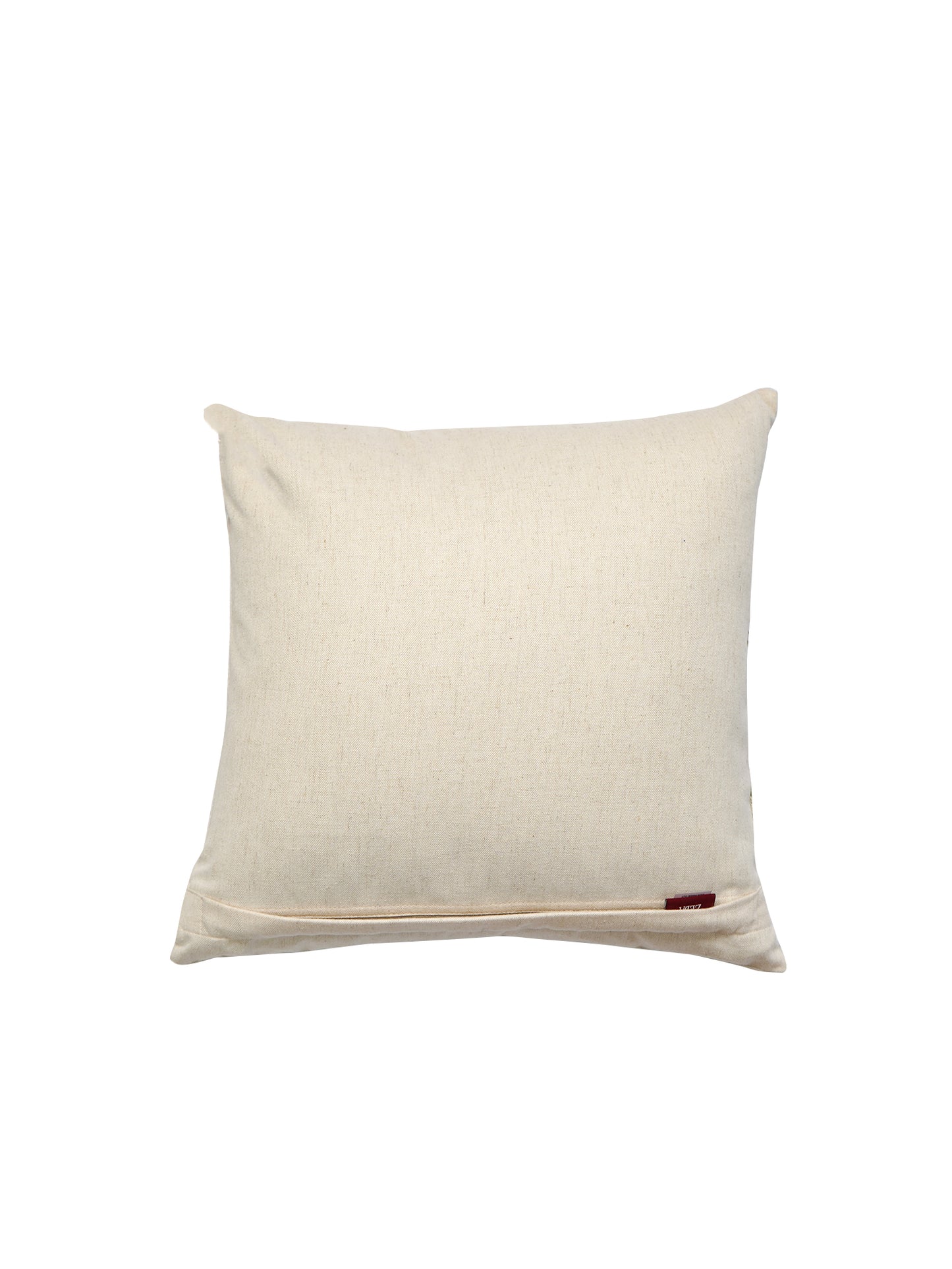White Linen Cushion Cover with Hand Embroidery, 16x16inches, Set of 1
