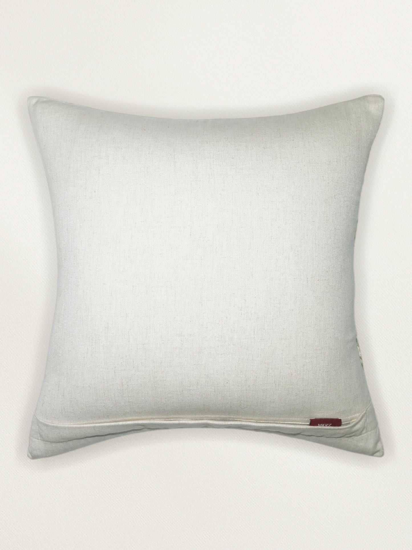 White Linen Cushion Cover with Hand Embroidery, 16x16inches, Set of 1