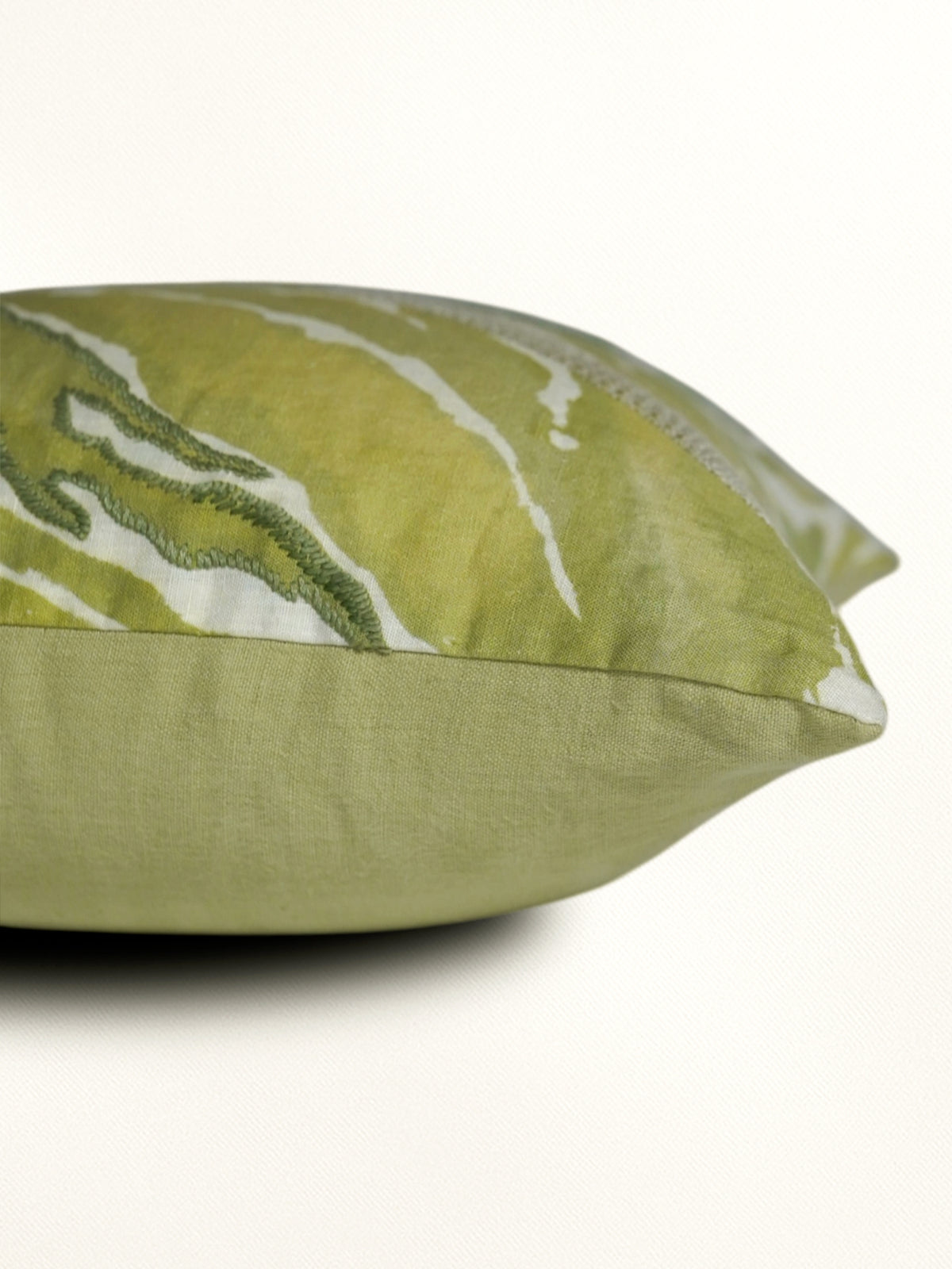 White Linen Cushion Cover -Hand and digital print, 16x16 inches, Set of 1
