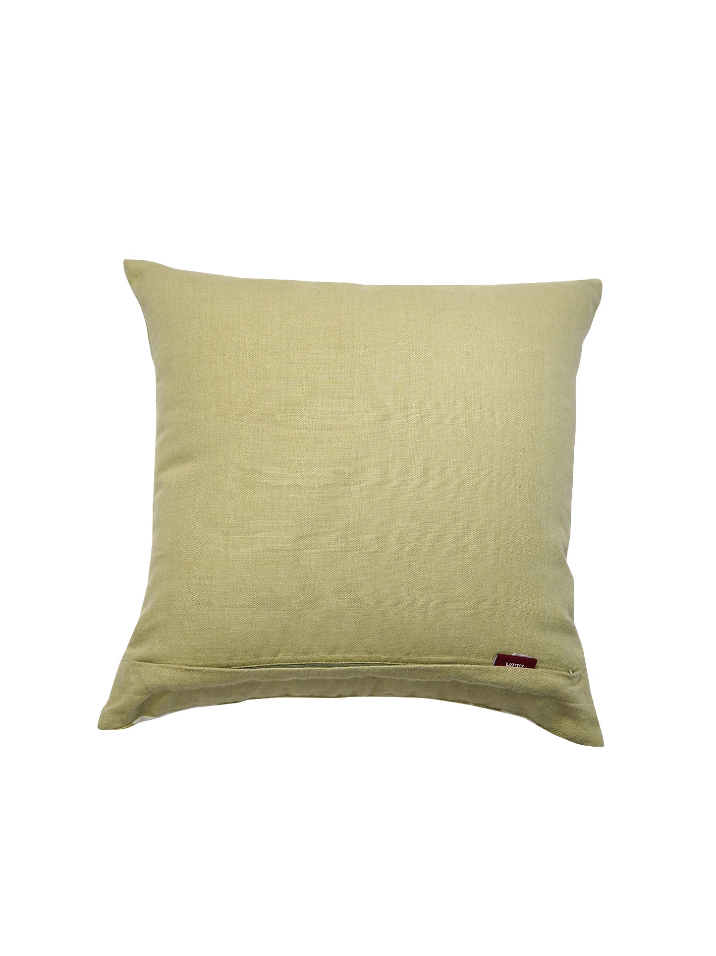 White Linen Cushion Cover -Hand and digital print, 16x16 inches, Set of 1