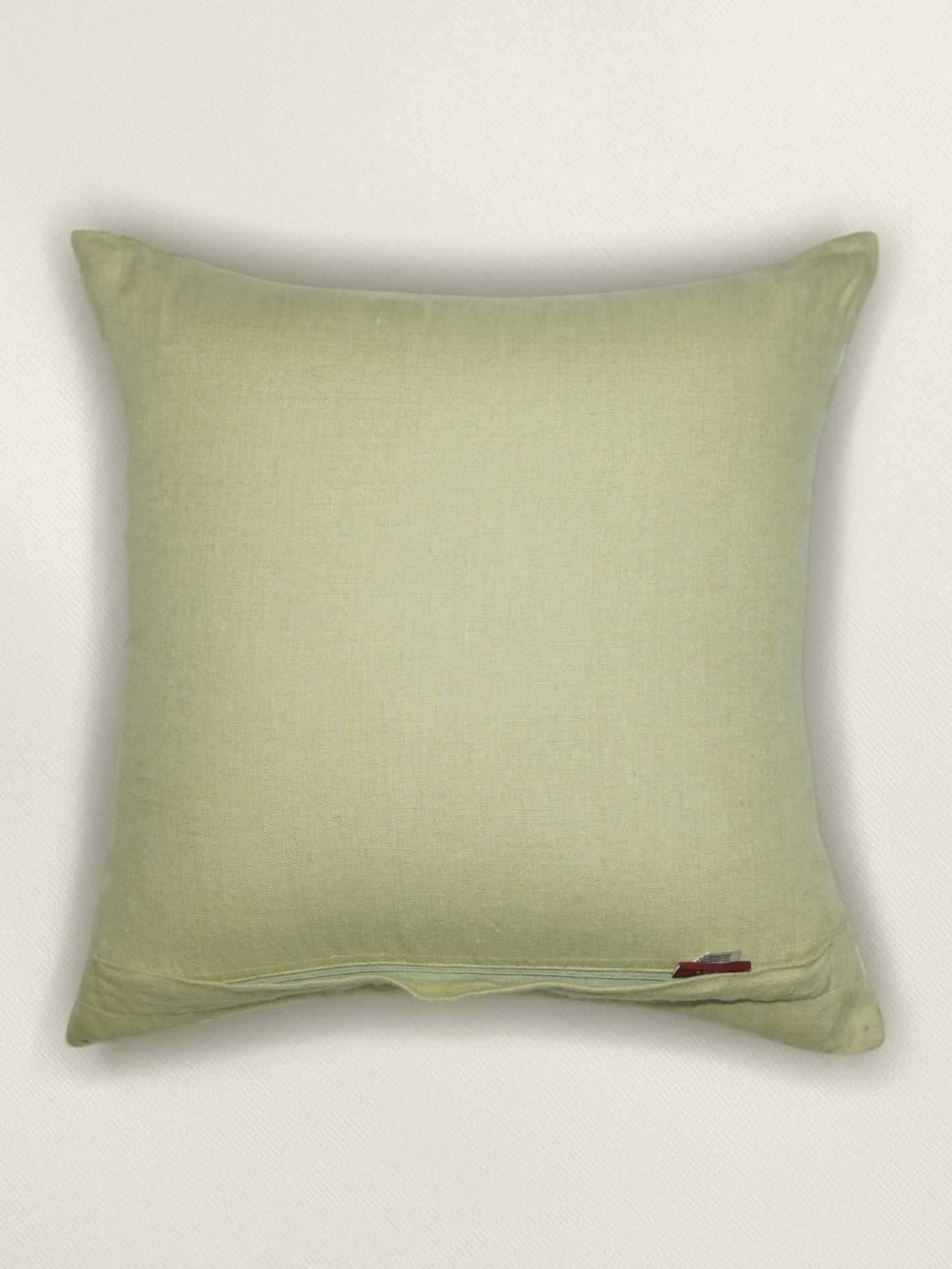 White Linen Cushion Cover -Hand and digital print, 16x16 inches, Set of 1