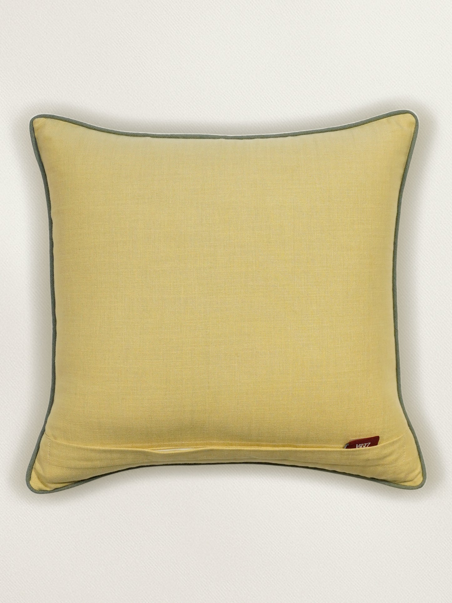 Paisley Embroidered Cushion Cover 16 Inch x 16 Inch | Yellow