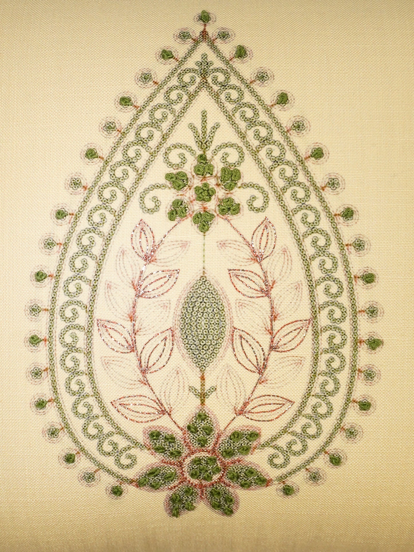 Paisley Embroidered Cushion Cover 16 Inch x 16 Inch | Yellow