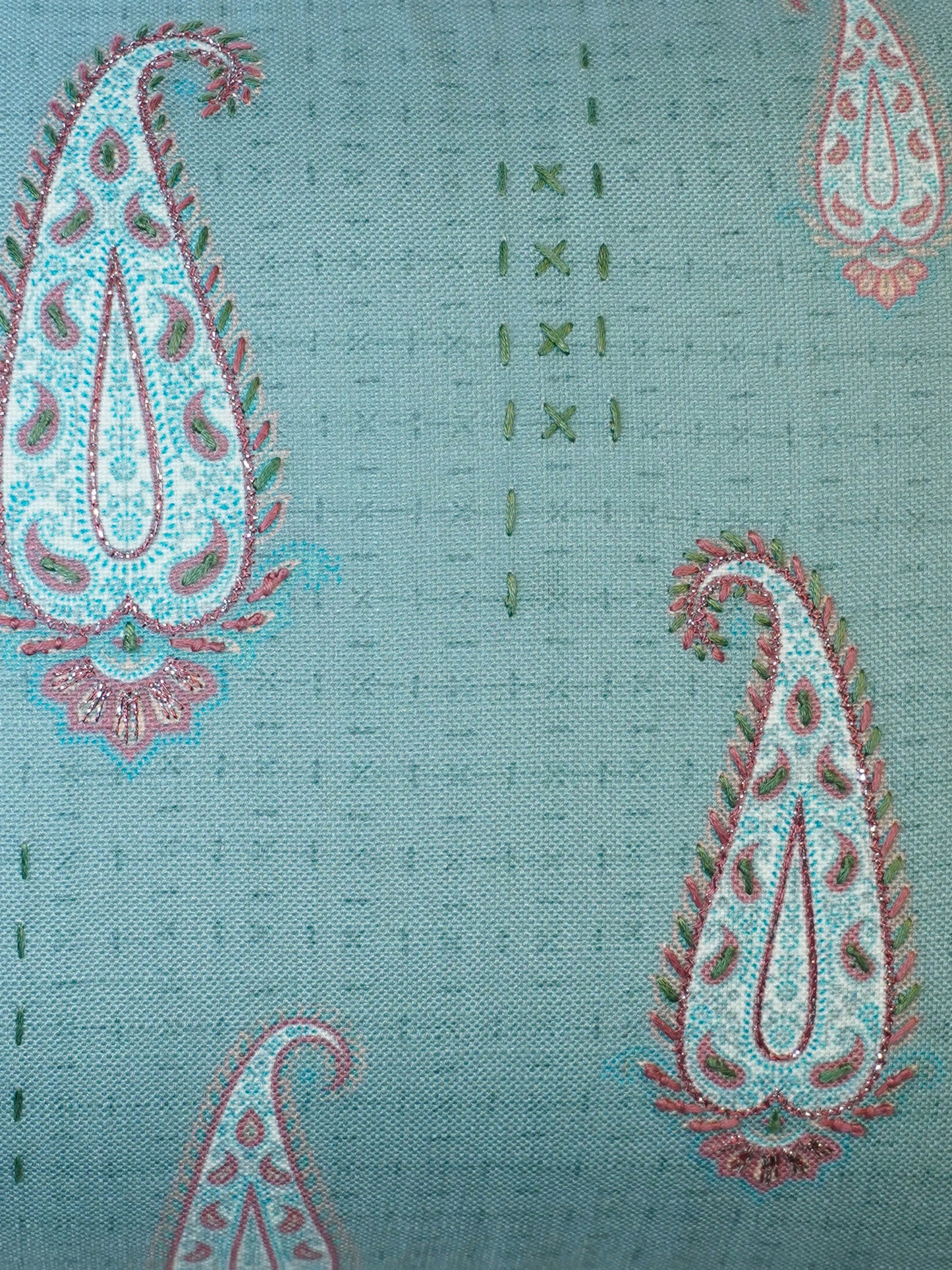 Paisley Printed Cushion Cover 12 Inch x 22 Inch | Blue | Polyester