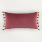 Hand Embroidered Cushion Cover 12 Inch x 22 Inch | Red | Velvet