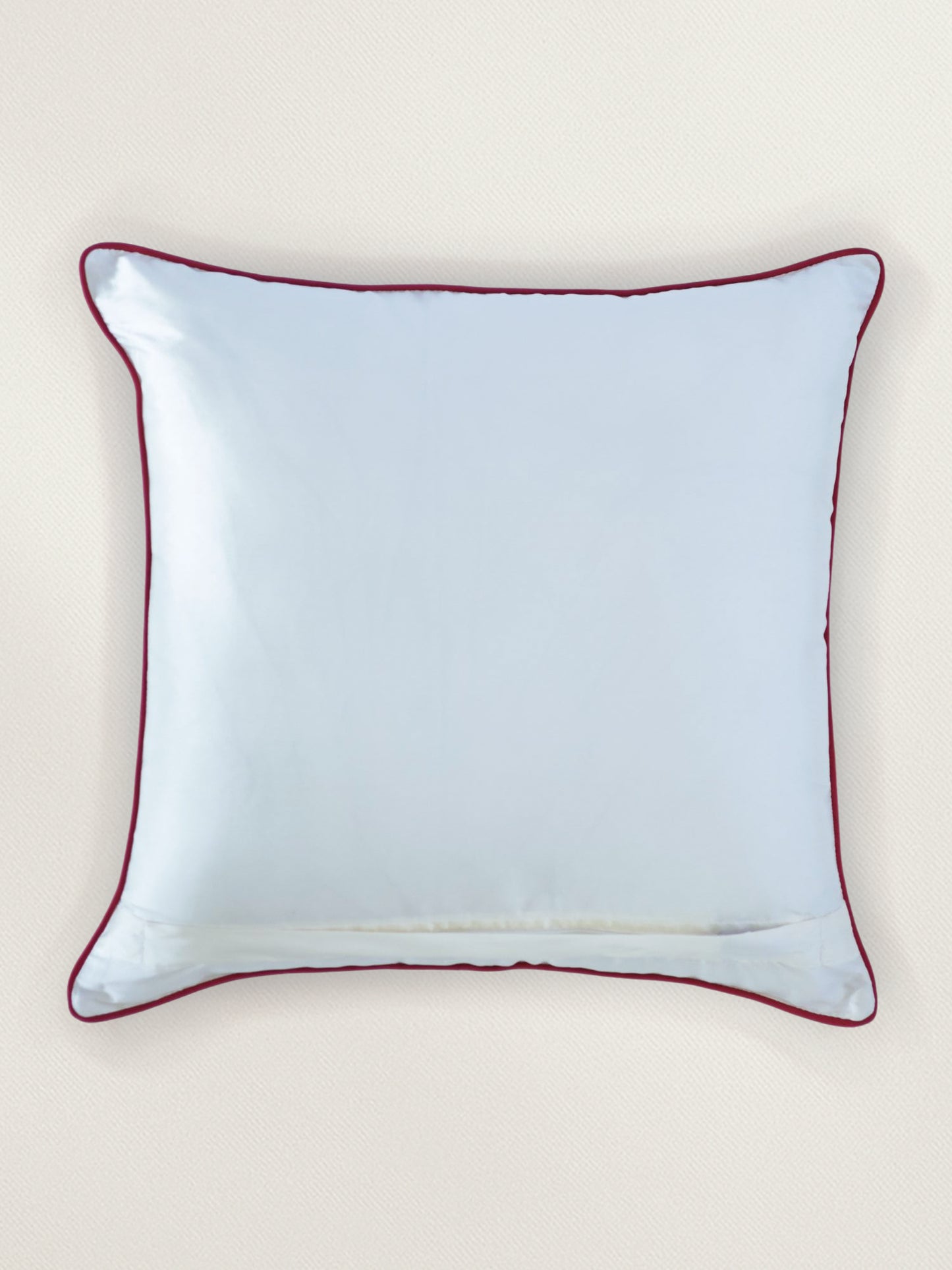 Applique Embroidered Cushion Cover 16 Inch x 16 Inch | Cord Piping | Off White