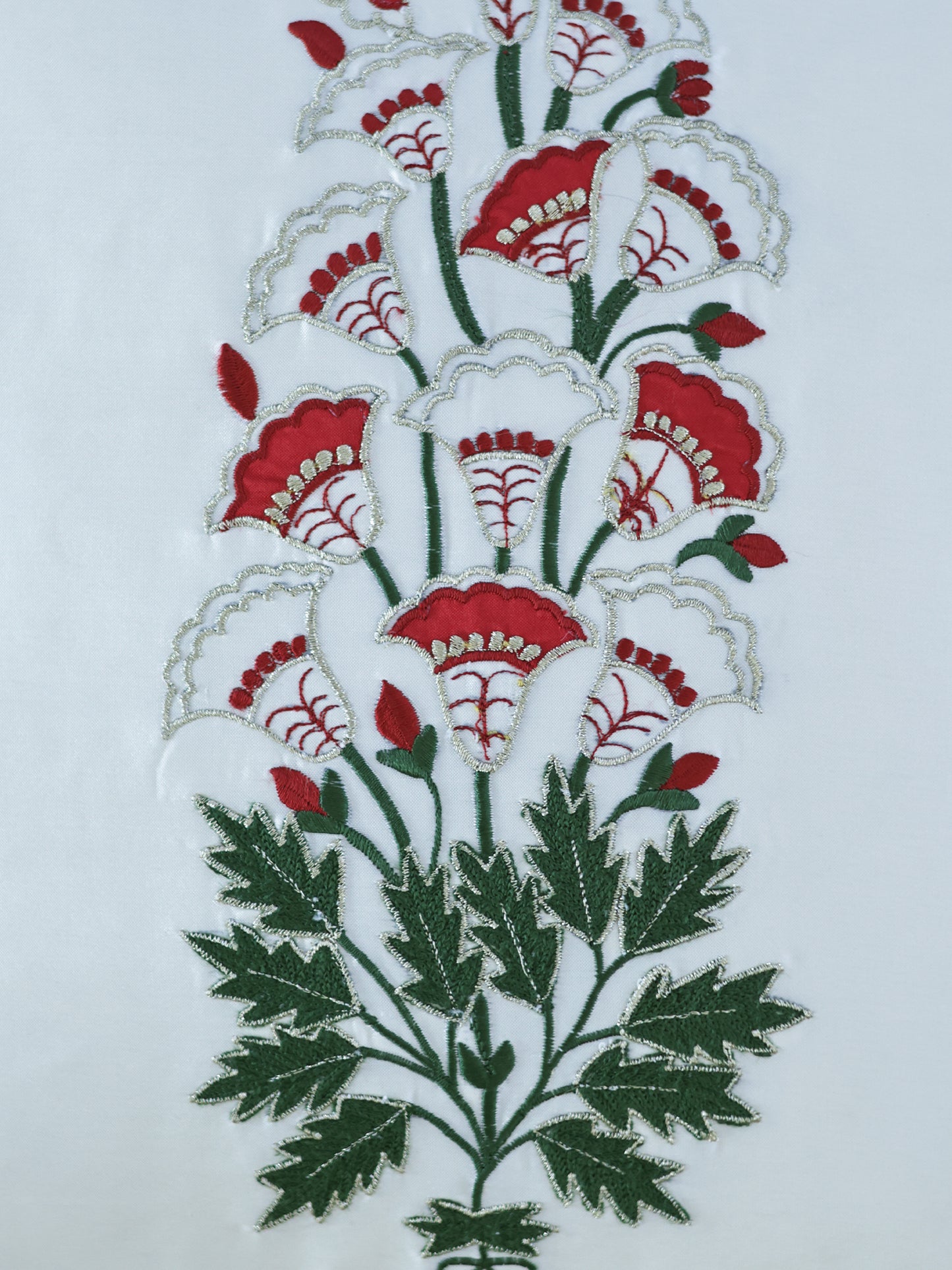 Applique Embroidered Cushion Cover 16 Inch x 16 Inch | Cord Piping | Off White