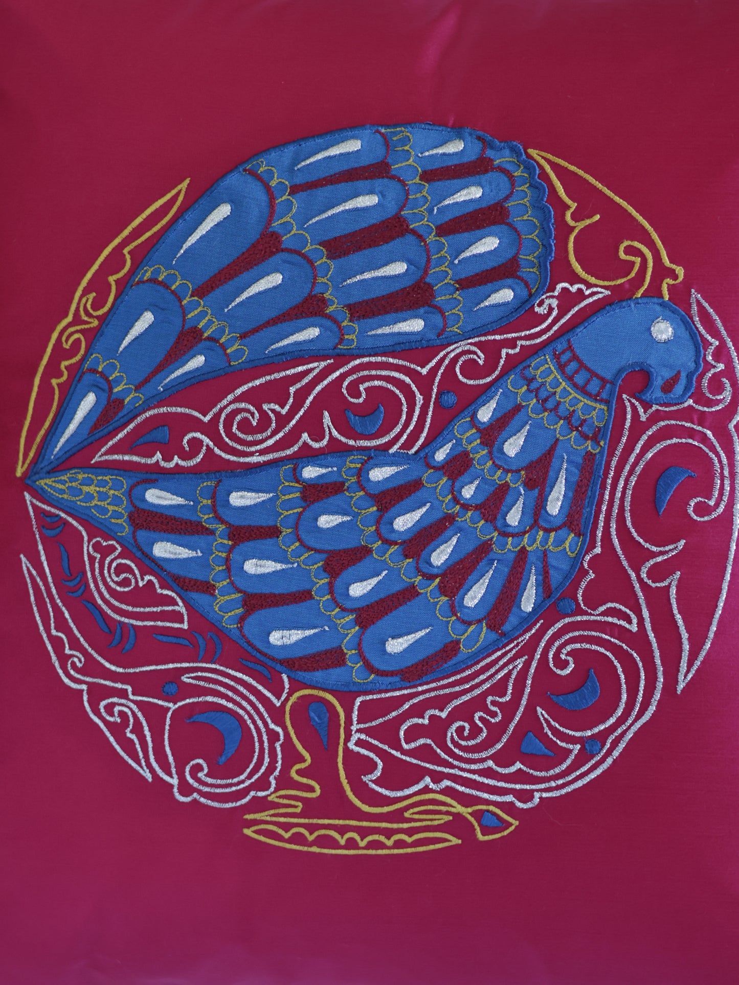 Polycotton Embroidered Cushion Cover 16 Inch x 16 Inch | Cord piping | Pink