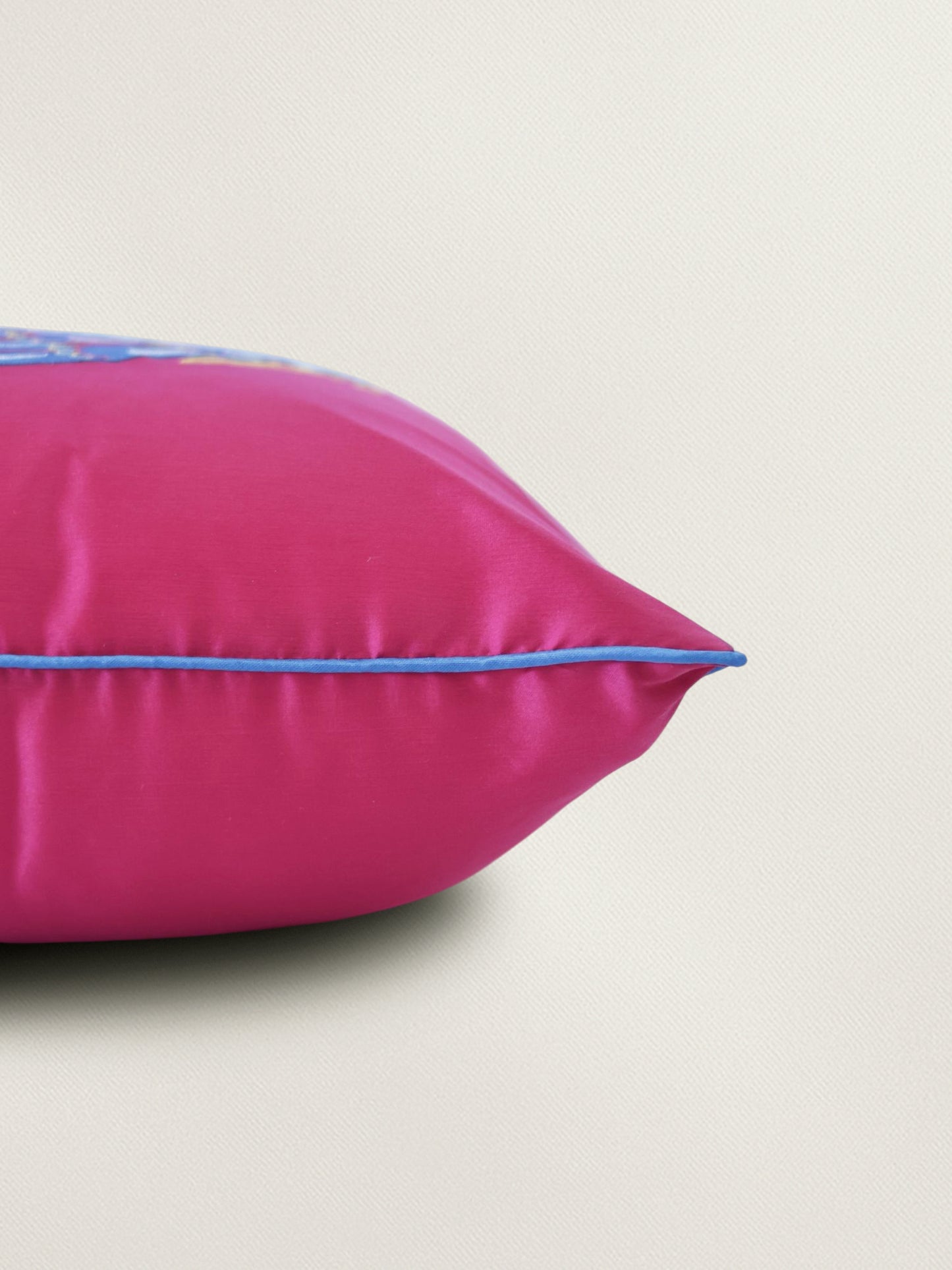 Polycotton Embroidered Cushion Cover 16 Inch x 16 Inch | Cord piping | Pink