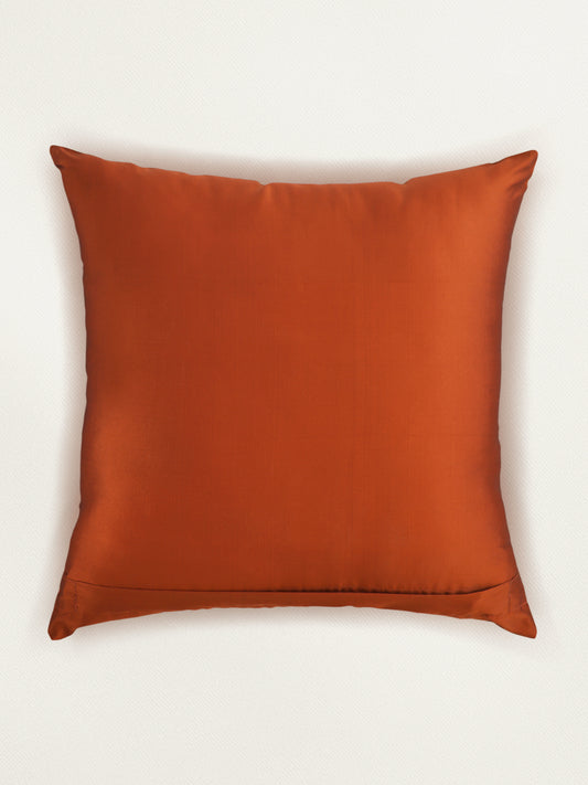 Embroidered  100% Polyester  Cushion Cover | 16x16inch | Rust