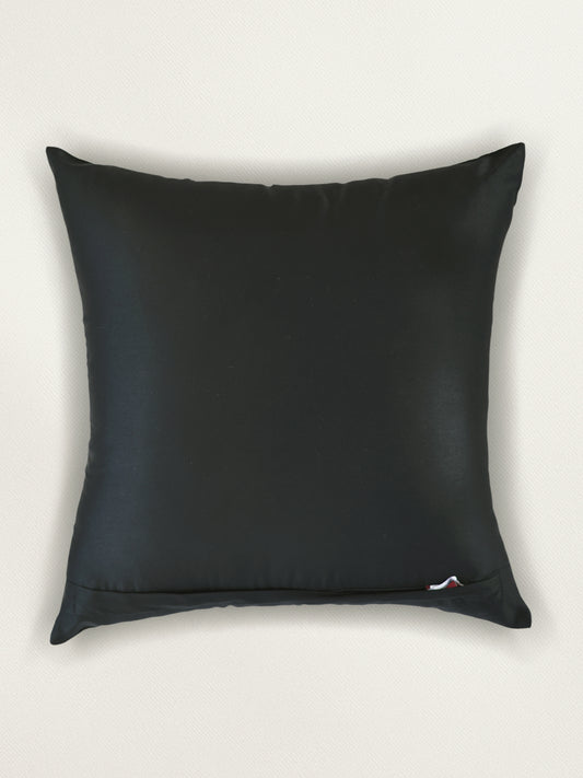 Embroidered  100% Polyester  Cushion Cover | 16x16inch | Black