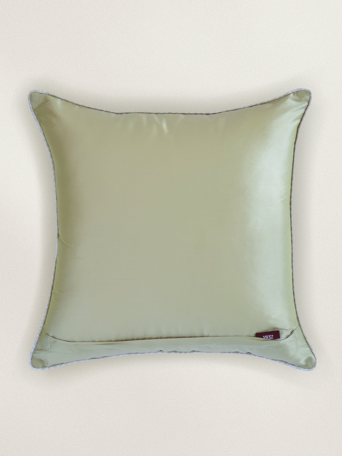 Polycotton Embroidered Cushion Cover 16 Inch x 16 Inch | Cord piping | Cream