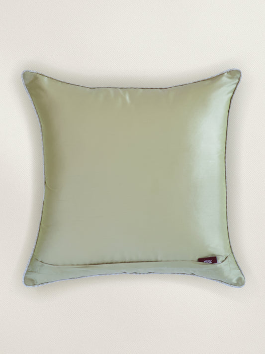 Polycotton Embroidered Cushion Cover 16 Inch x 16 Inch | Cord piping | Cream