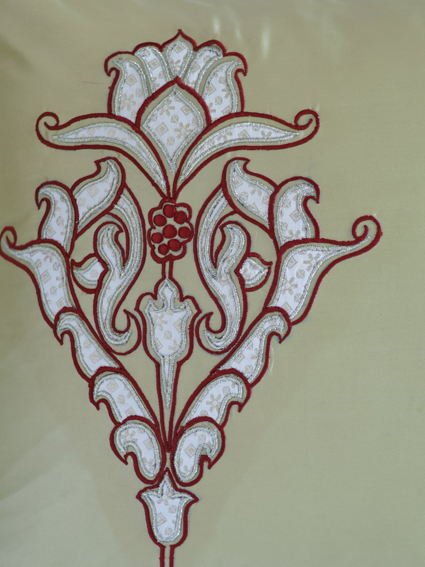 Polycotton Embroidered Cushion Cover 16 Inch x 16 Inch | Cord piping | Cream