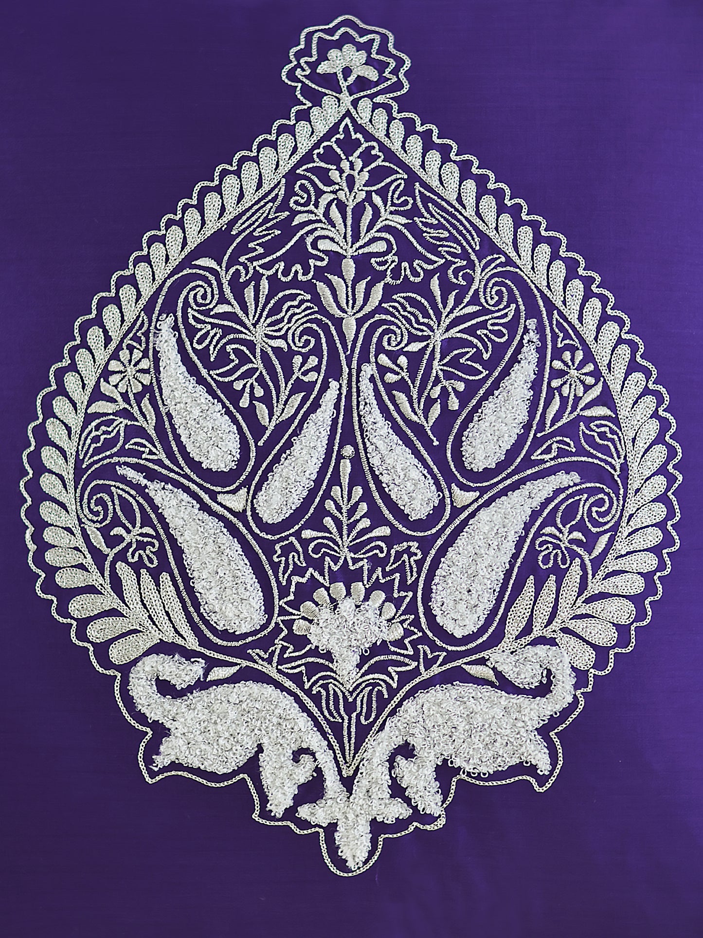 Aari Embroidered  100% Polyester  Cushion Cover | 16x16 inch | Purple