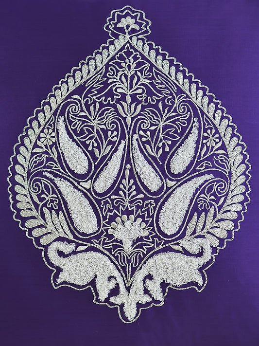 Aari Embroidered  100% Polyester  Cushion Cover | 16 Inch  x 16 Inch | Purple