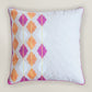 Embroidered Taffeta Patchwork Cushion Cover 16x16 Inch, Pink & Yellow