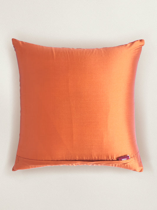 Taffeta Patchwork Cushion Cover 16x16 Inch, Pink & Orange