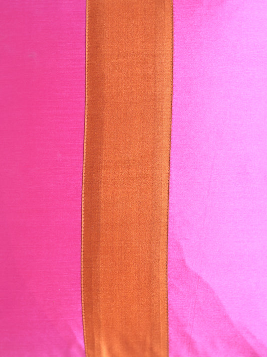 Taffeta Patchwork Cushion Cover 16 Inch x 16 Inch | Pink & Brown