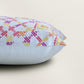 Hand Embroidered Velvet cushion cover 12x20inch, Printed, Pink & Yellow