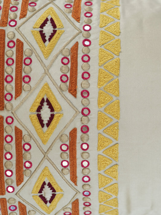 Embroidered Taffeta Cushion cover 12 Inch  x 20 Inch | Multicolor