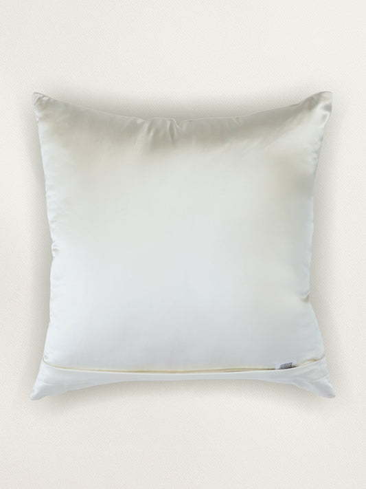 Polycotton Embroidered Cushion Cover 16 Inch x 16 Inch | Cream & Purple