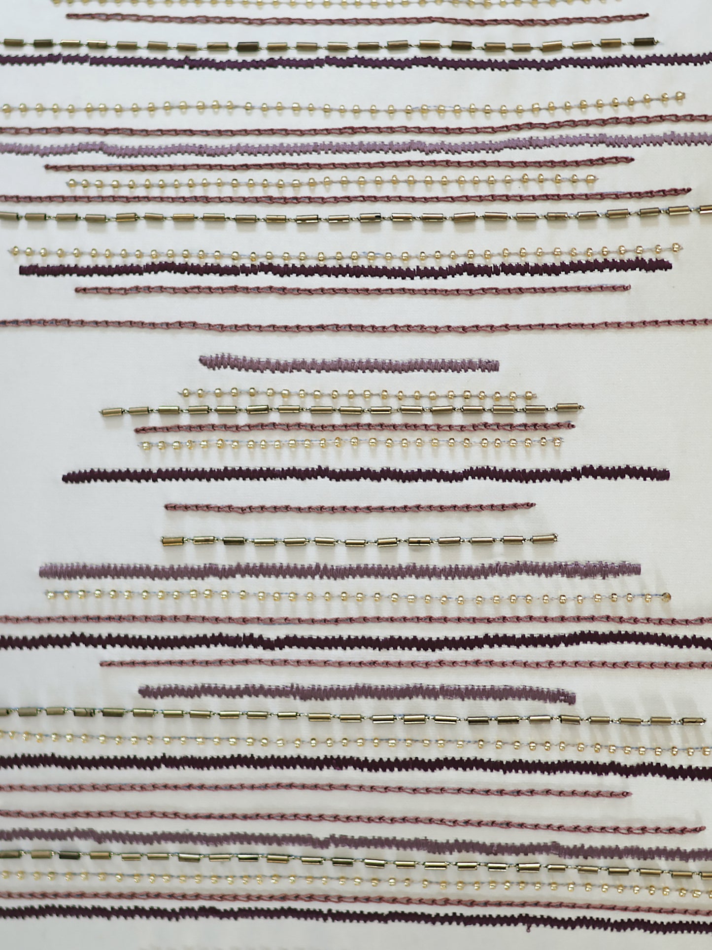 Polycotton Embroidered Cushion Cover 16 Inch x 16 Inch | Cream & Purple