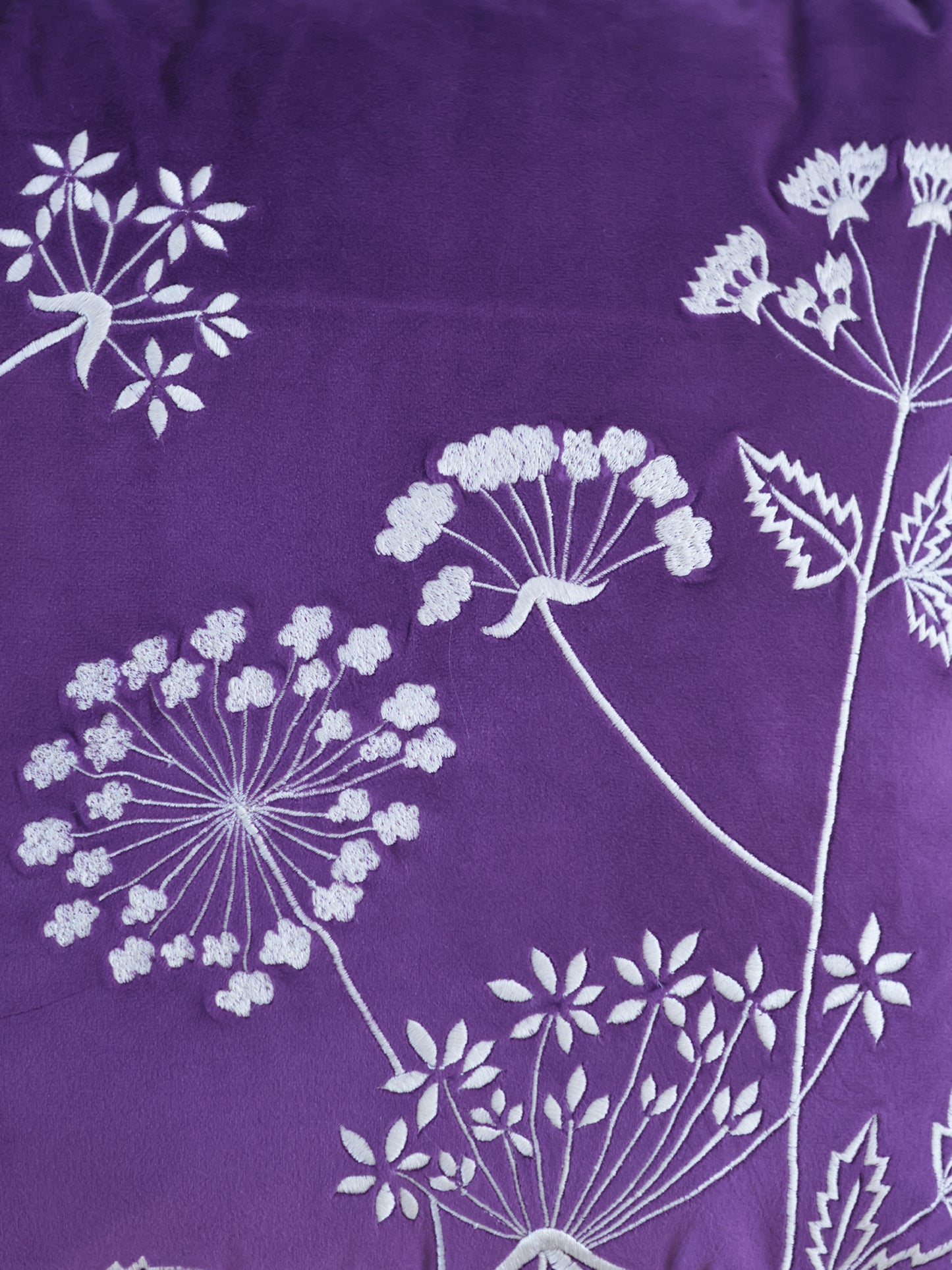 Embroidered Velvet Cushion Cover 16x16inch, Purple