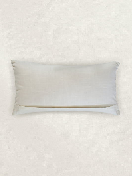 Polycotton Embroidered Cushion Cover 12x22inch, Cream & Purple
