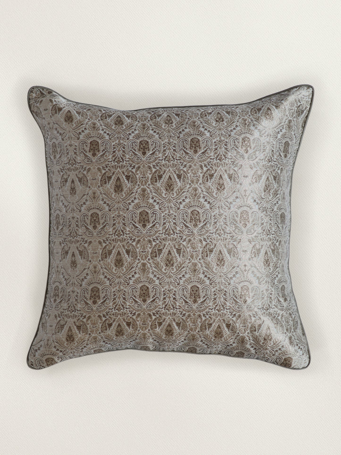 Brocade Gold Cushion Cover | 18 Inch x 18 Inch | Cord Piping