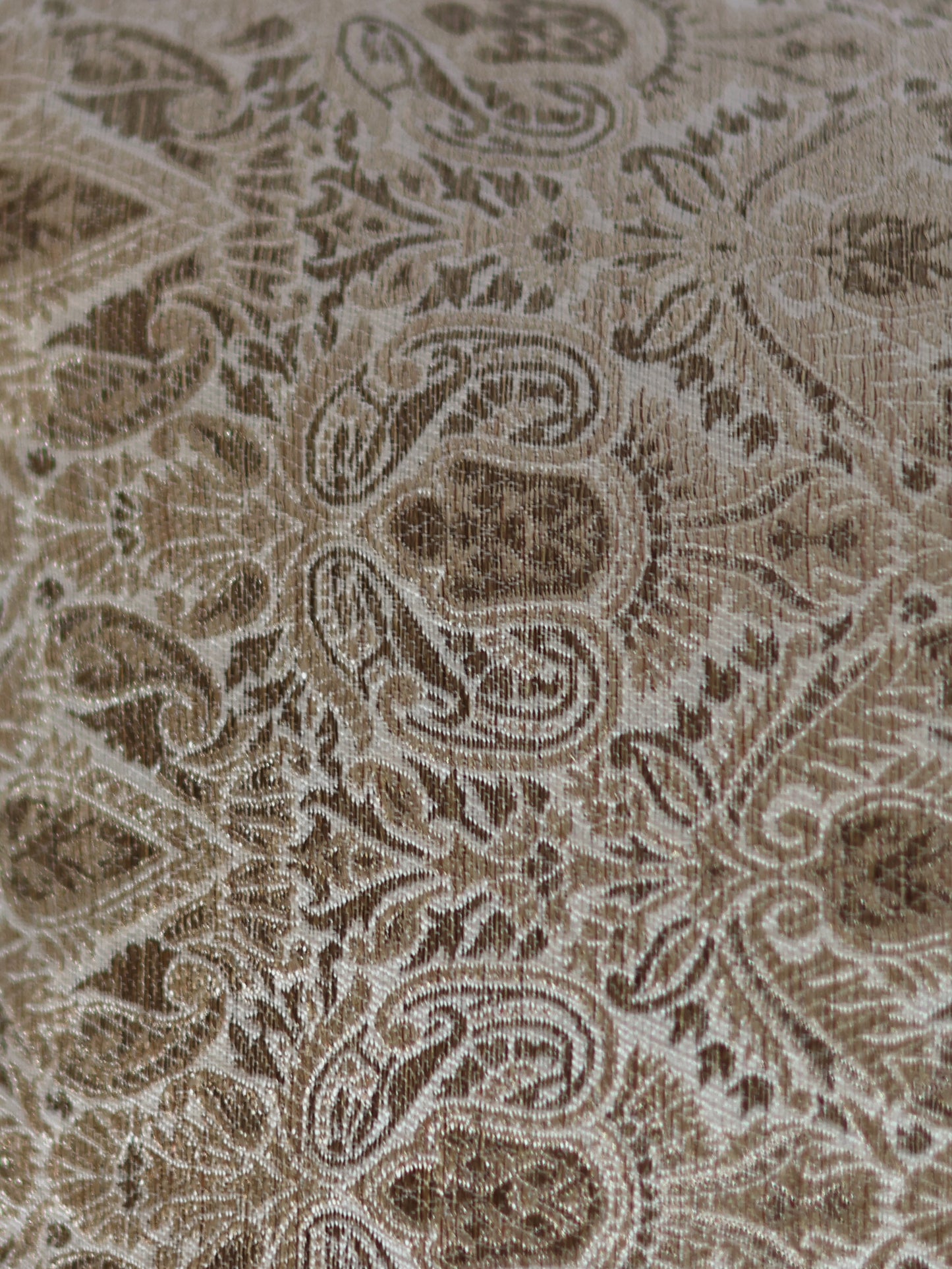 Brocade Gold Cushion Cover | 18 Inch x 18 Inch | Cord Piping