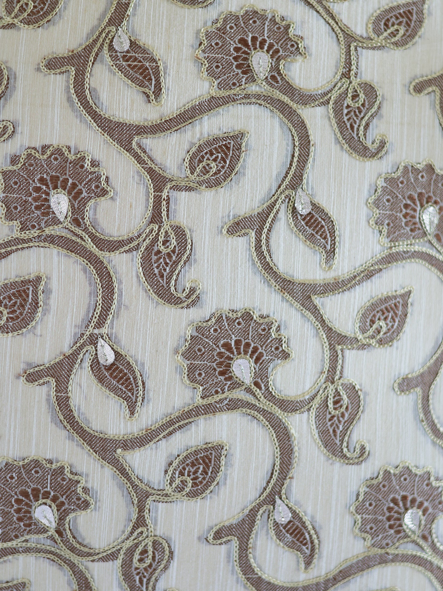 Hand Embroidered Cushion Cover 18 Inch x 18 Inch | Cord piping | Cream