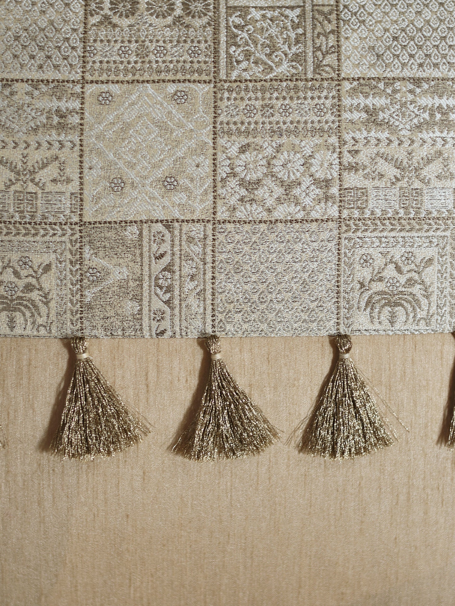 Patchwork Cushion Cover 16 Inch x 16 Inch with Tassels