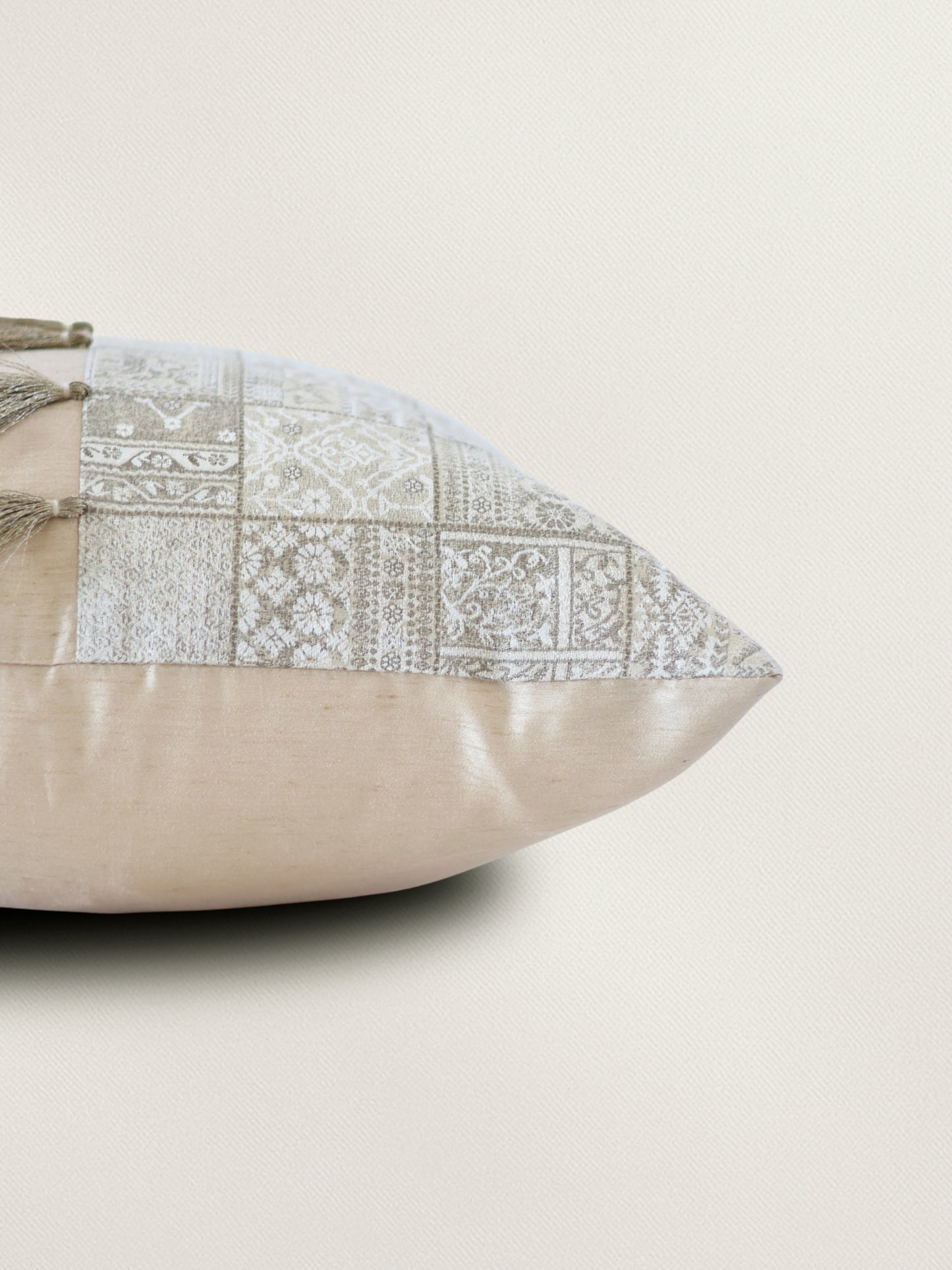 Patchwork Cushion Cover 16 Inch x 16 Inch with Tassels