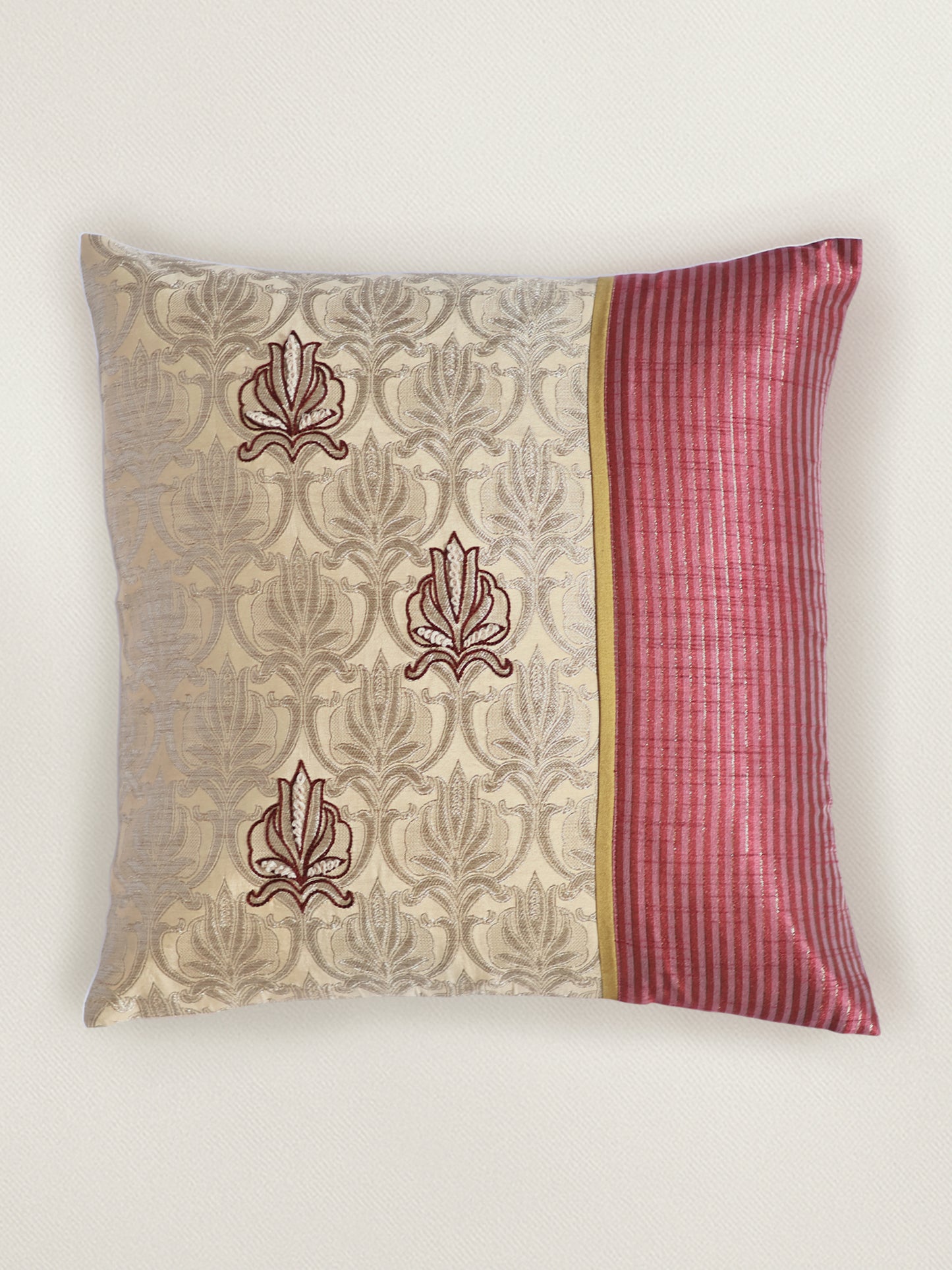 Patchwork Cushion Cover 16 Inch x 16 Inch with Flat piping