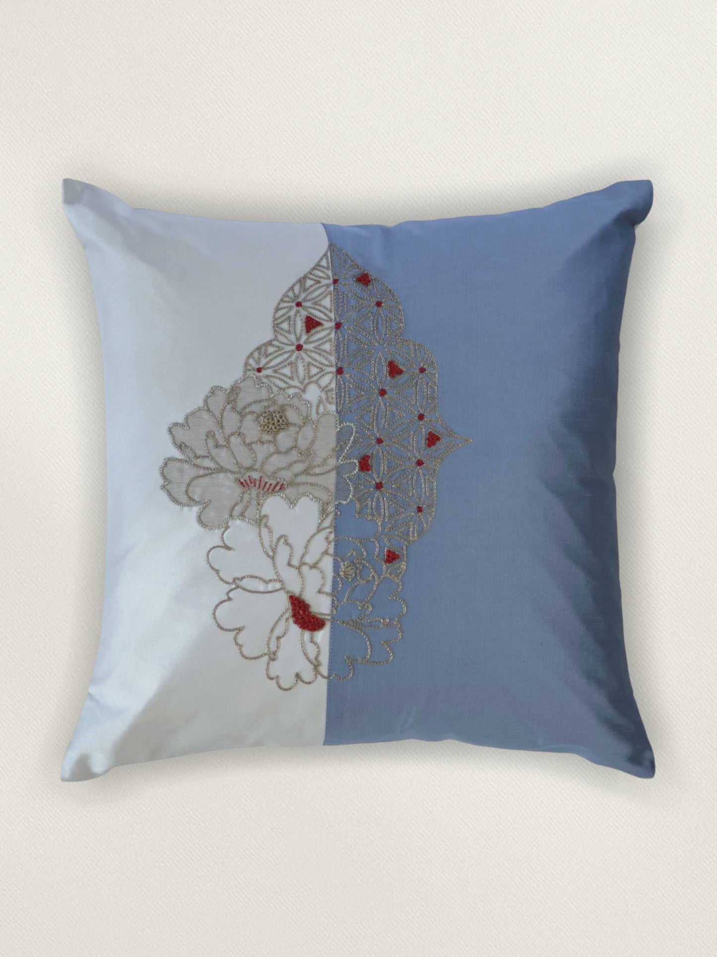 Embroidered Patchwork Cushion Cover 16x16inch