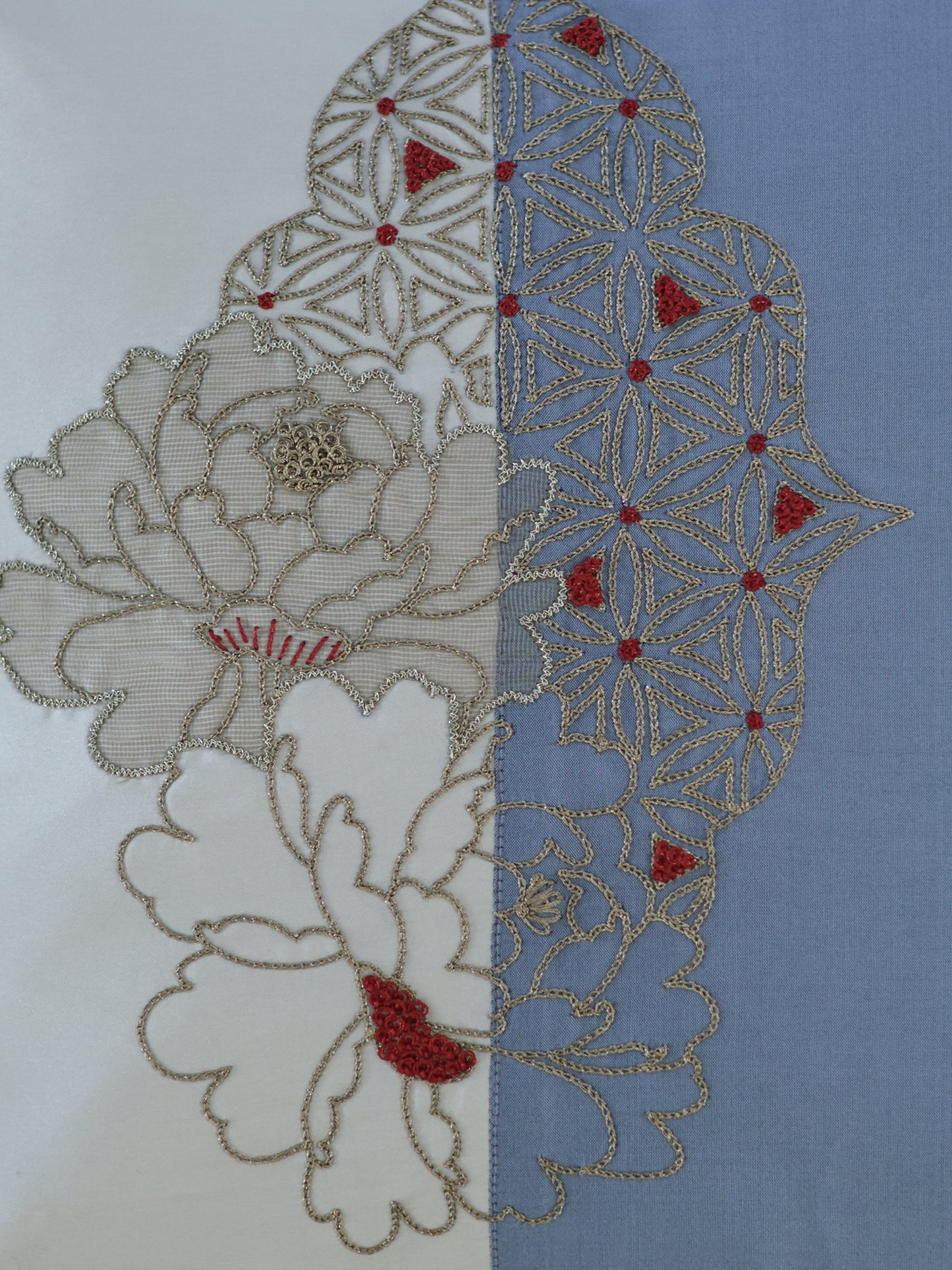 Embroidered Patchwork Cushion Cover 16x16inch