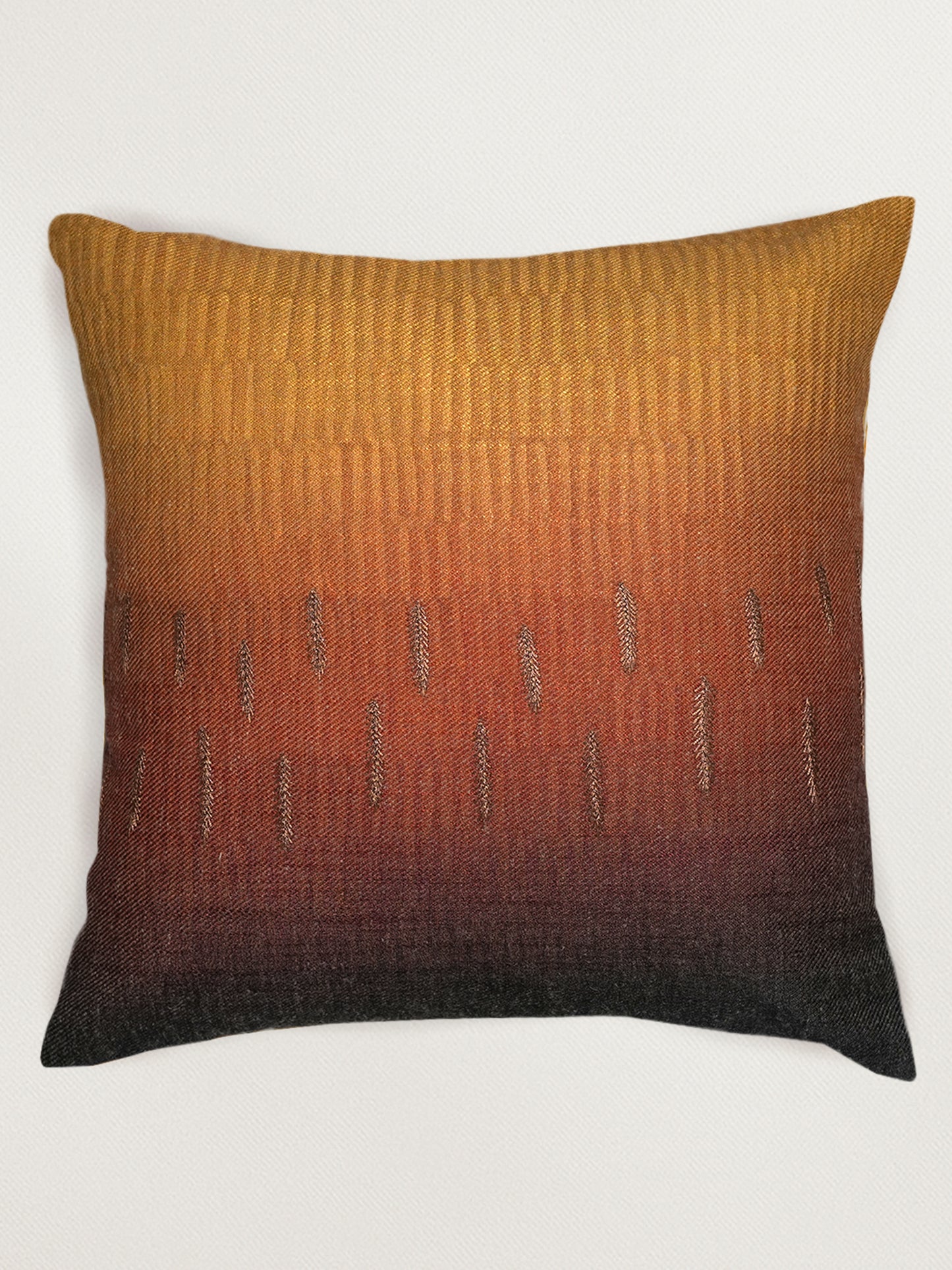 Golden & Rust Embroidered & Printed | 16 x 16 inch Square Cushion Cover