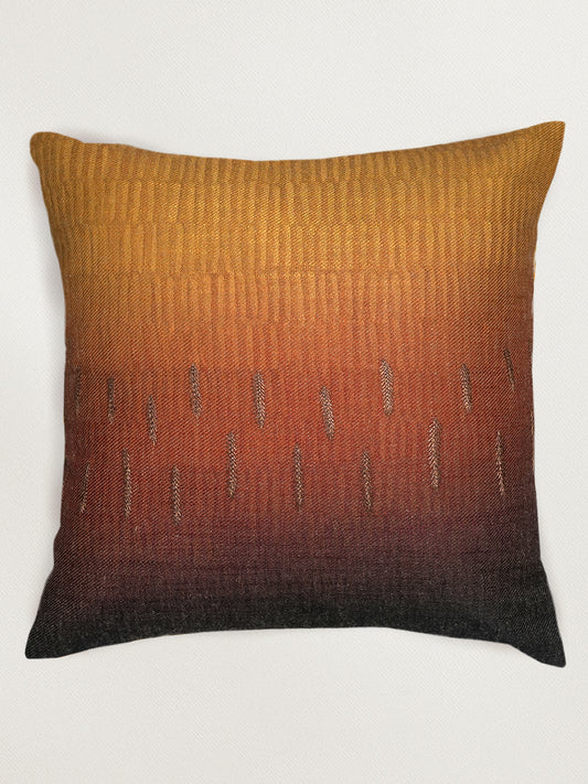 Golden & Rust Embroidered & Printed | 16 x 16 inch Square Cushion Cover