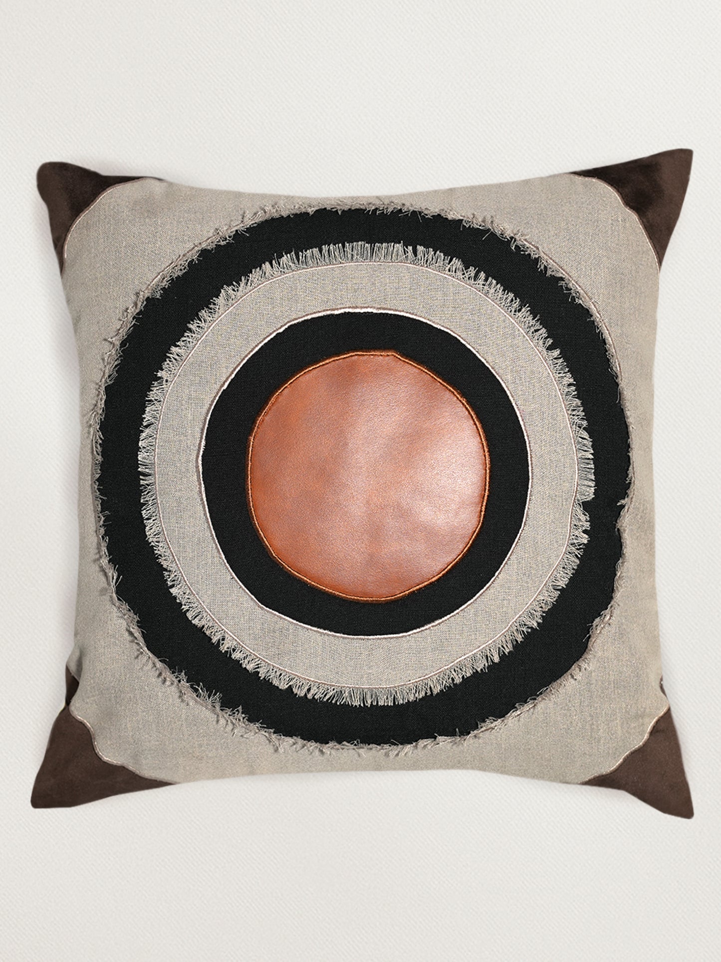 Brown Geometric Patchwork | 16 x 16 Inch Square Decorative Cushion Cover
