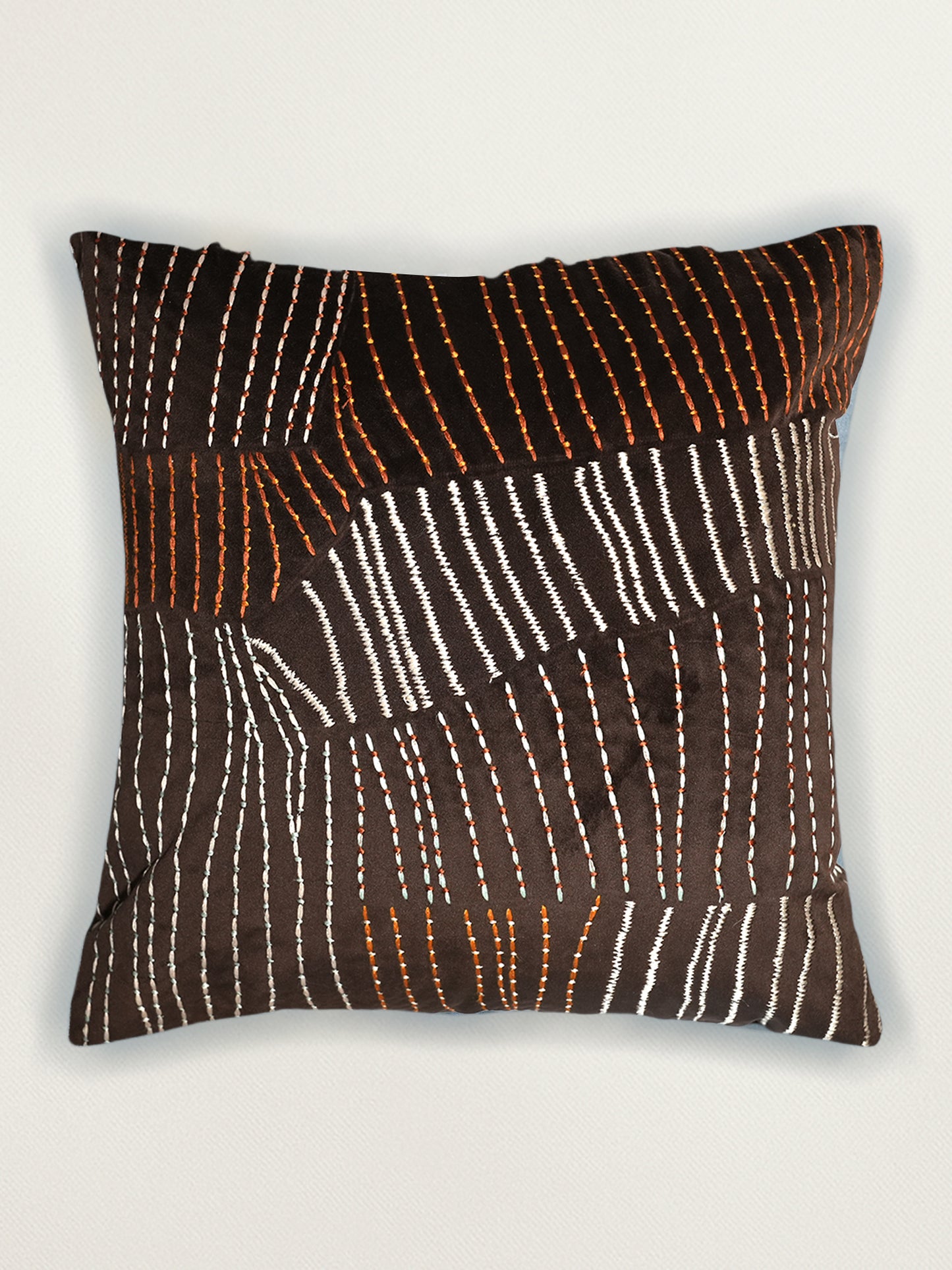 Brown Embroidered 16 x 16 inch | Square Decorative Cushion Cover